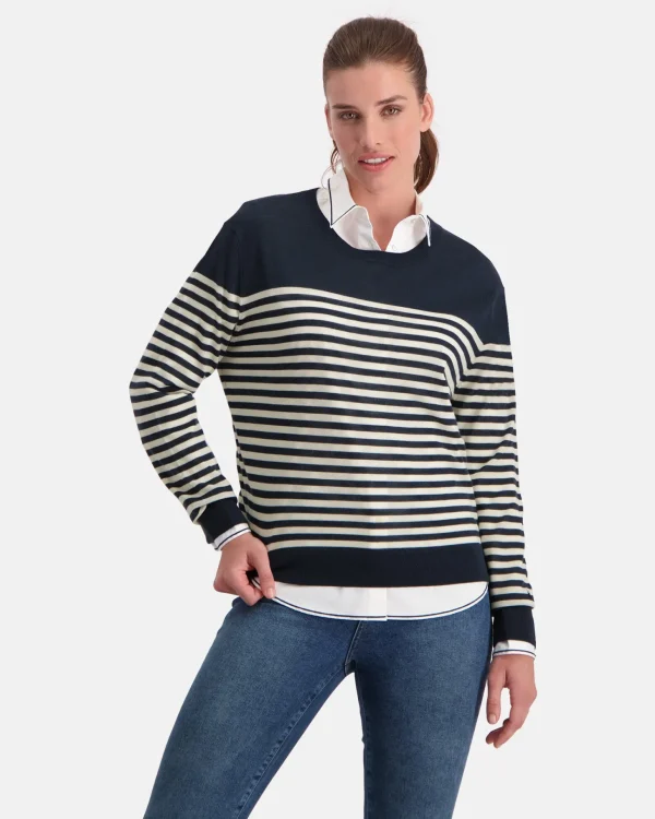 Luxueuze 100% Merino Smerlada Gestreepte Blouse-Gaastra Sale